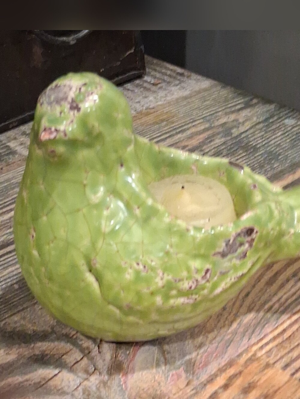 Green Ceramic Bird Tealight Holder